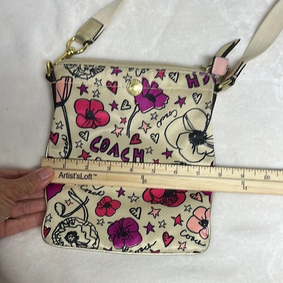 Coach Poppy Cream and Pink Floral Crossbody Bag - Picture 8 of 11